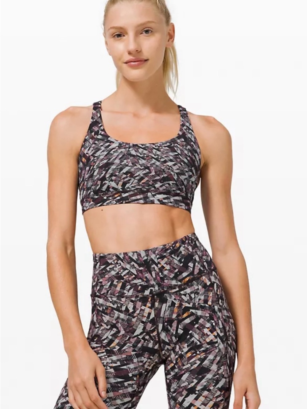 lululemon athletica Black Multi-Print Medium Support Sports Bra